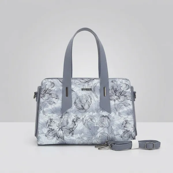 Grey_Floral_Print_Structured_Handbag_with_Detachable_Strap