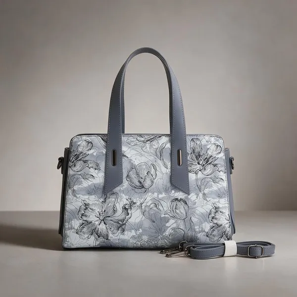 Grey_Floral_Print_Structured_Handbag_with_Detachable_Strap