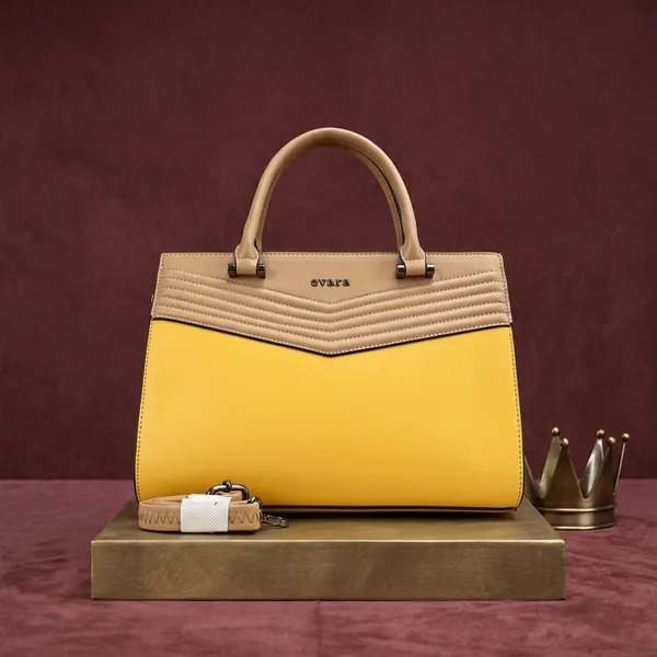 Yellow_and_Beige_Quilted_Structured_Handbag_for_Women