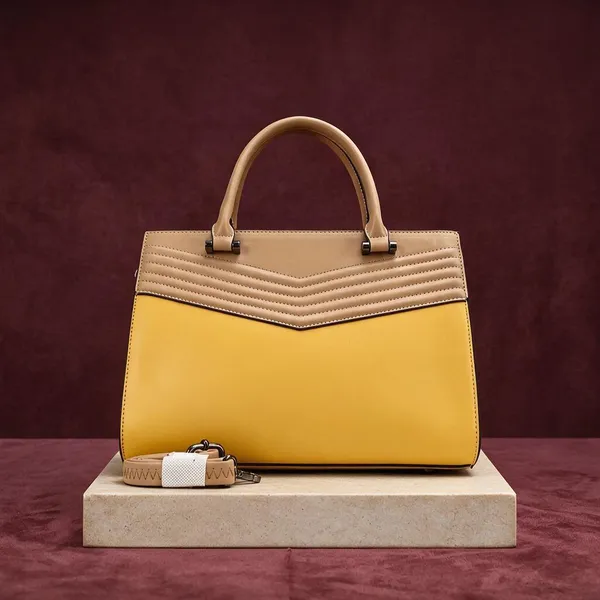 Yellow_and_Beige_Quilted_Structured_Handbag_for_Women