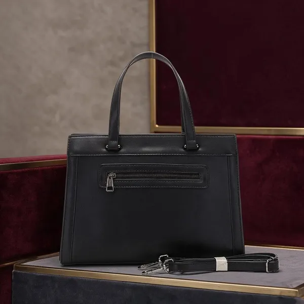 Black_Faux_Leather_Structured_Tote_Handbag_with_Detachable_Strap