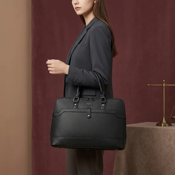 Black_Textured_Leather_Structured_Laptop_Bag_for_Women