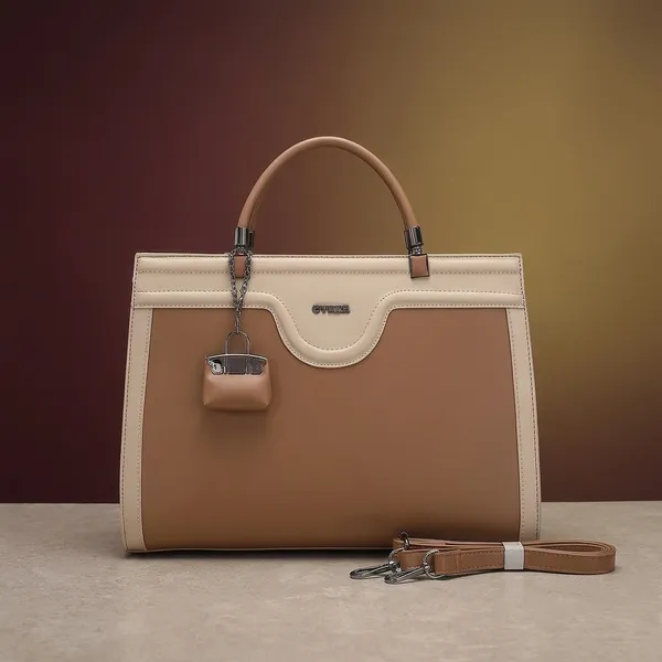Beige_Brown_Two-Tone_Structured_Satchel_Handbag_with_Detachable_Strap