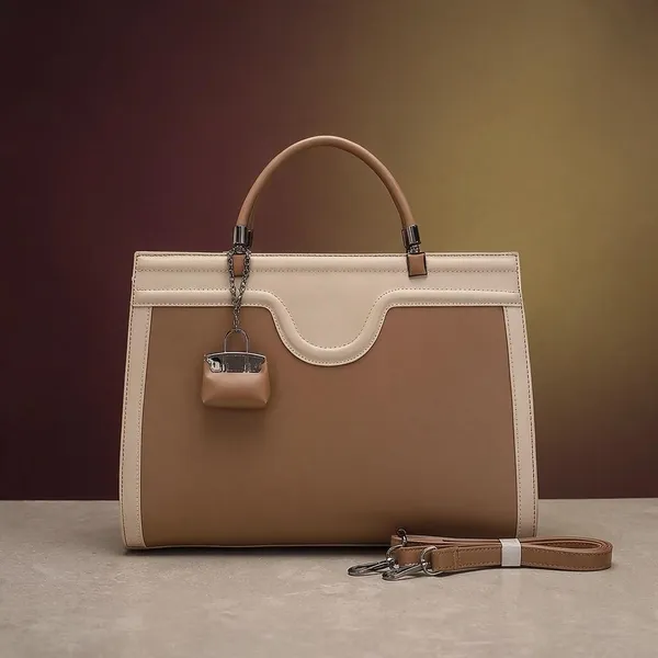 Beige_Brown_Two-Tone_Structured_Satchel_Handbag_with_Detachable_Strap