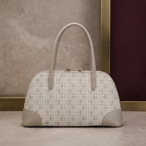 Beige_Textured_Dome_Shaped_Handbag_for_Women