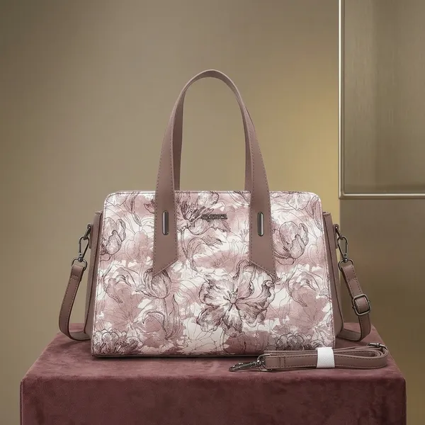 Pink_Floral_Print_Structured_Handbag_with_Detachable_Strap