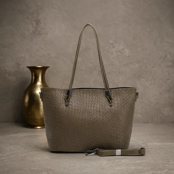 Olive_Green_Textured_Faux_Leather_Tote_Bag_with_Detachable_Strap