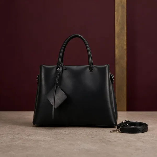 Evara_Black_Leather_Structured_Tote_Bag_with_Detachable_Strap