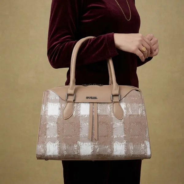 Beige_Checkered_Pattern_Structured_Handbag_for_Women
