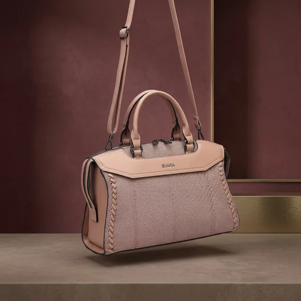 Pink_Textured_Satchel_Handbag_with_Braided_Detail