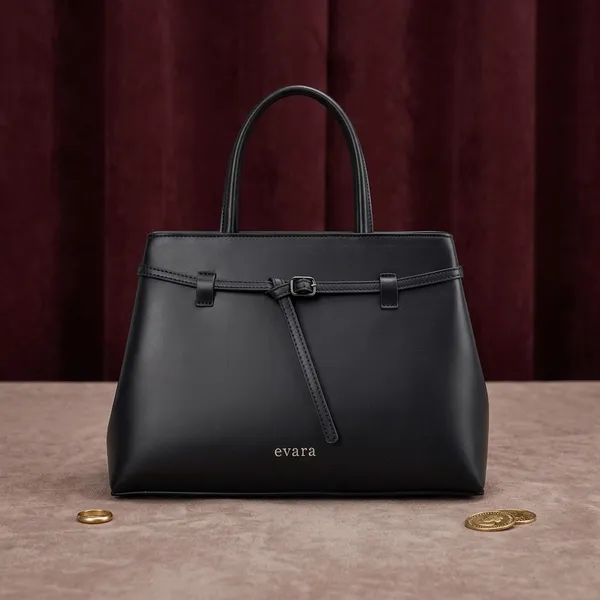 Black_Leather_Structured_Tote_Handbag_For_Women