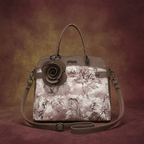 Taupe_Floral_Print_Structured_Handbag_with_Detachable_Strap