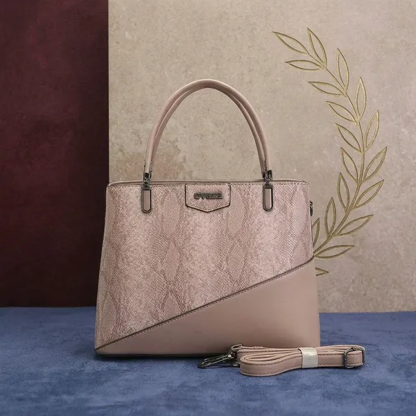 Pink_Snake_Print_Two_Tone_Structured_Handbag_with_Detachable_Strap