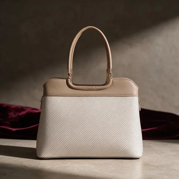 Beige_Striped_Pattern_Structured_Tote_Handbag_for_Women