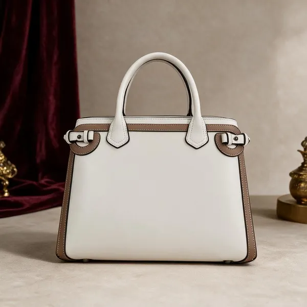 Evara_White_Brown_Contrast_Trim_Structured_Handbag_with_Detachable_Strap