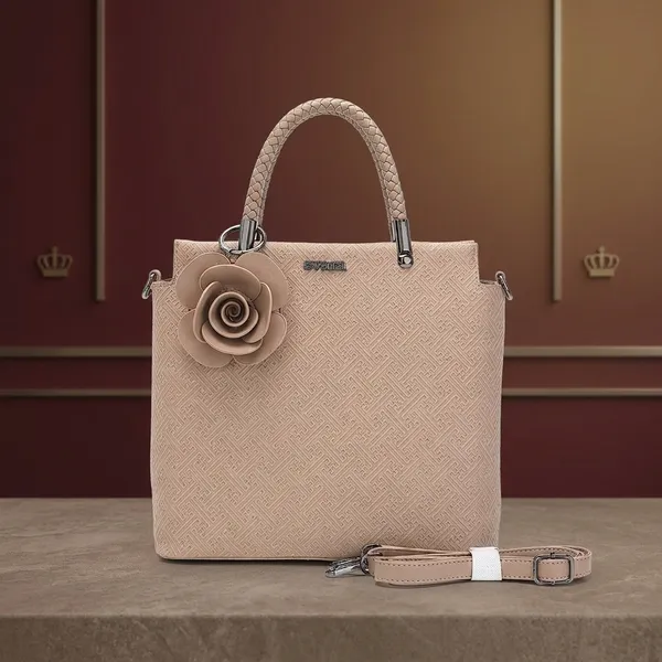 Beige_Textured_Leather_Handbag_with_Floral_Charm_for_Women