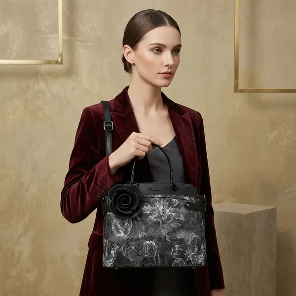 Black_Floral_Print_Handbag_with_Detachable_Strap