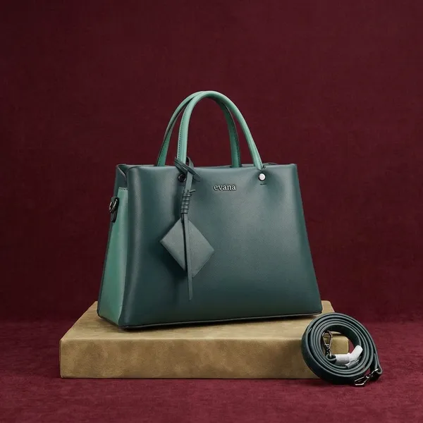 Green_Vegan_Leather_Structured_Tote_Bag_with_Detachable_Strap