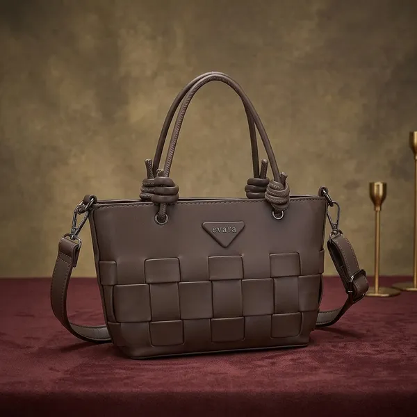 Brown_Woven_Structured_Handbag_with_Detachable_Strap