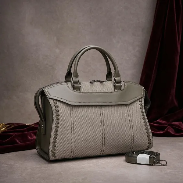 Grey_Textured_Leather_Satchel_Handbag_with_Studded_Detail