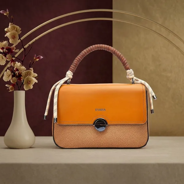 Orange_Textured_Leather_Handbag_with_Circular_Lock