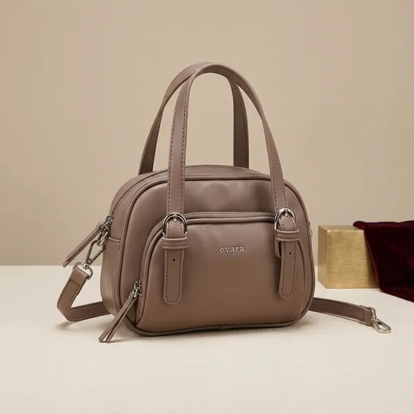 Beige_Leather_Mini_Dome_Satchel_Handbag_with_Detachable_Strap
