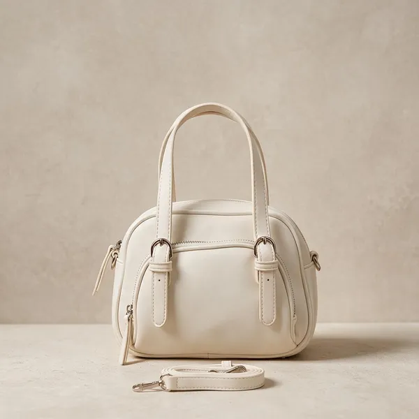 White_Faux_Leather_Mini_Dome_Satchel_Bag_with_Detachable_Strap