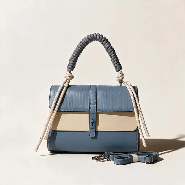 Blue_Beige_Faux_Leather_Structured_Satchel_Bag_for_Women