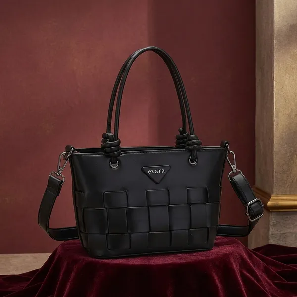 Black_Woven_Structured_Satchel_Bag_for_Women