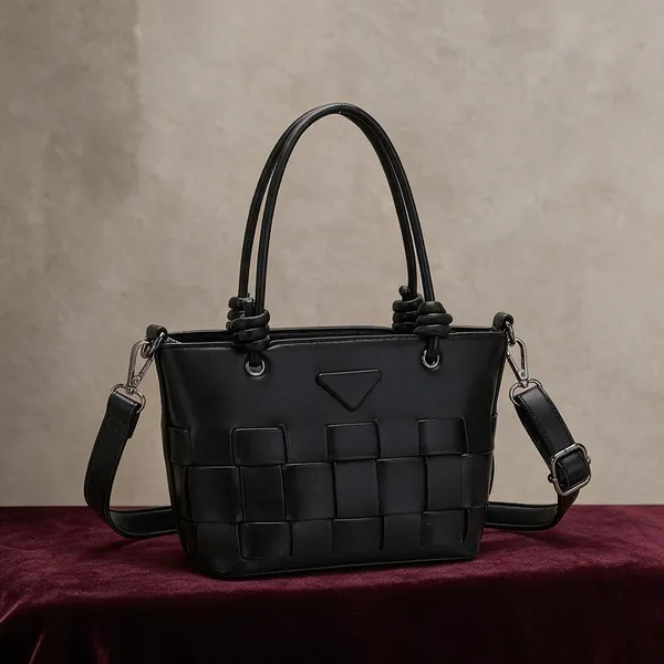 Black_Woven_Structured_Satchel_Bag_for_Women