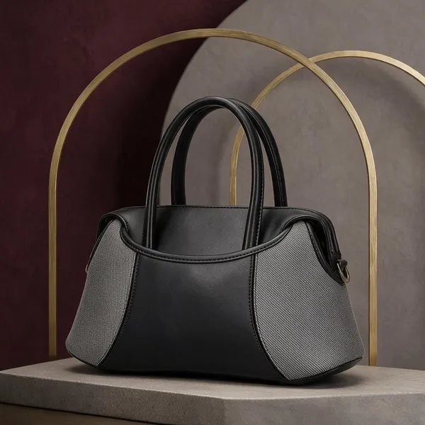 Black_Grey_Textured_Structured_Handbag_for_Women