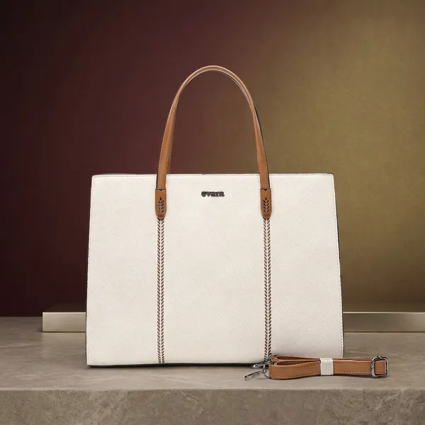 White_Faux_Leather_Tan_Handle_Tote_Bag_for_Women