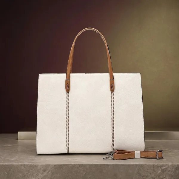 White_Faux_Leather_Tan_Handle_Tote_Bag_for_Women