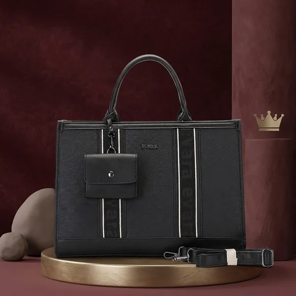 Black_Structured_Tote_Bag_With_Detachable_Coin_Pouch_for_Women