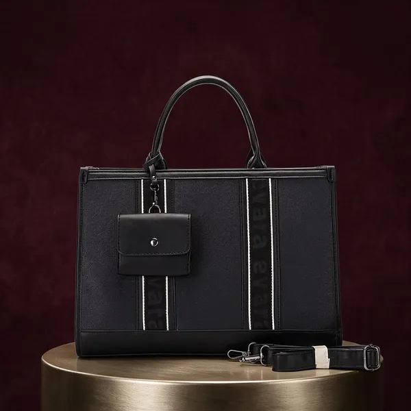 Black_Structured_Tote_Bag_With_Detachable_Coin_Pouch_for_Women
