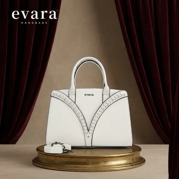 White_Structured_Satchel_Handbag_with_Stud_Detailing_by_Evara