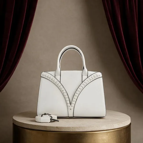 White_Structured_Satchel_Handbag_with_Stud_Detailing_by_Evara