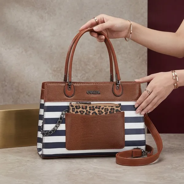 Brown_Navy_Striped_Leopard_Print_Textured_Handbag_for_Women