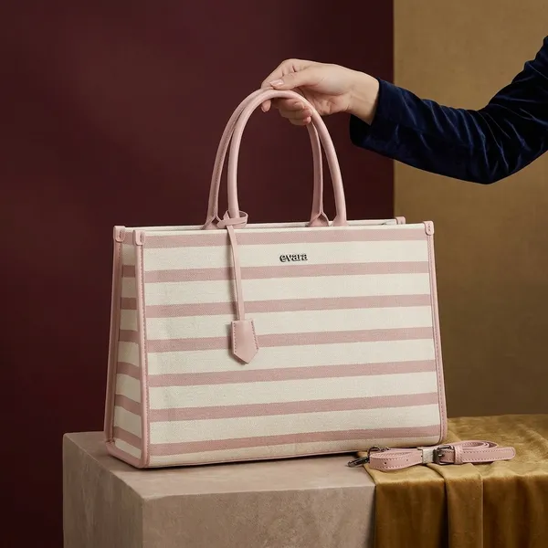 Pink_Cream_Striped_Canvas_Tote_Bag_for_Women