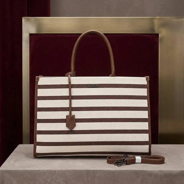 Beige_Brown_Striped_Canvas_Structured_Tote_Bag_for_Women