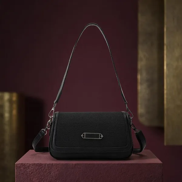 Black_Textured_Faux_Leather_Sling_Bag_for_Women