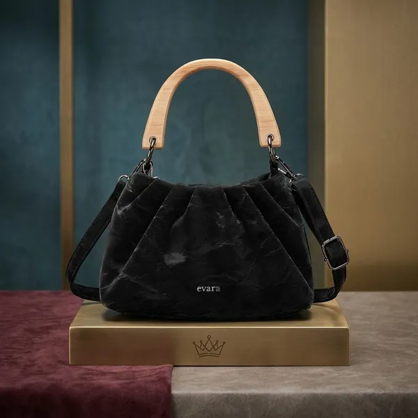 Black_Velvet_Wooden_Handle_Sling_Handbag_for_Women