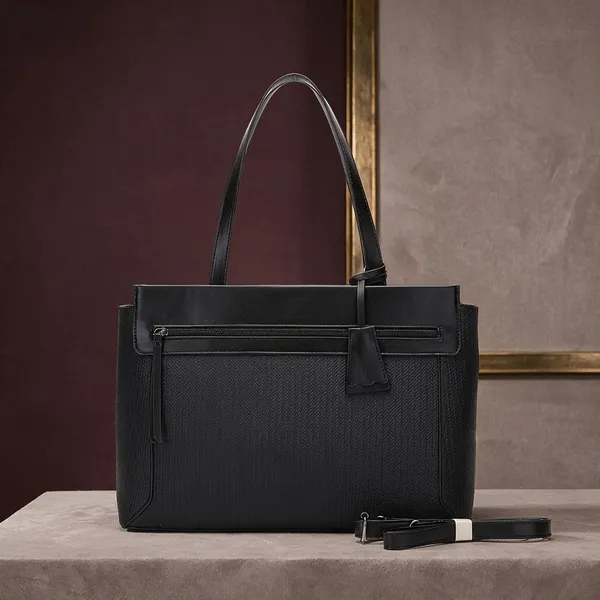 Black_Textured_Faux_Leather_Tote_Bag_for_Women