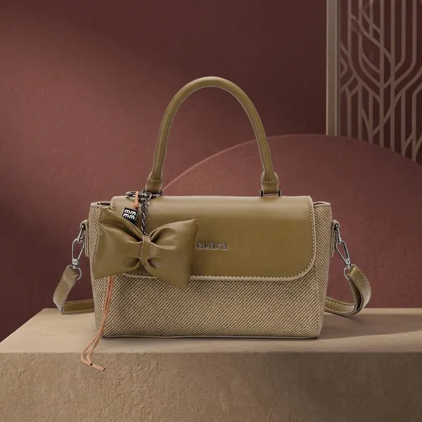 Olive_Textured_Handbag_with_Bow_Detail_for_Women
