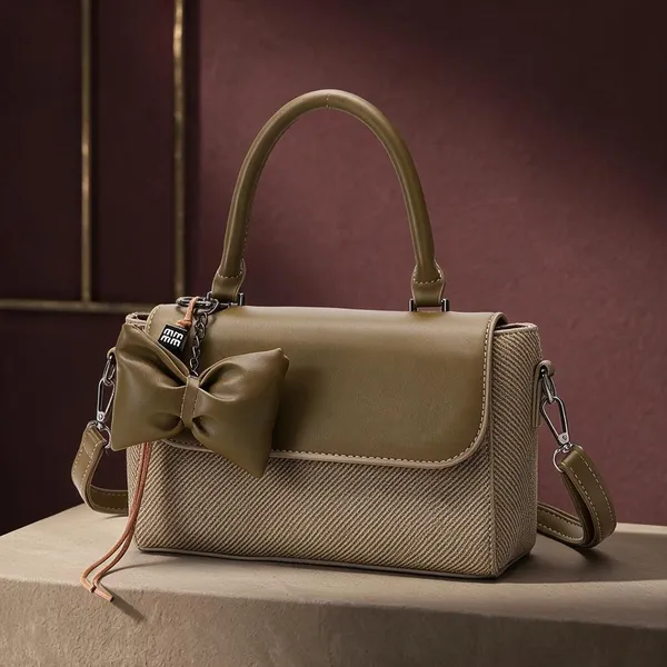 Olive_Textured_Handbag_with_Bow_Detail_for_Women