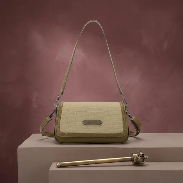 Beige_Canvas_Olive_Trim_Sling_Bag_for_Women