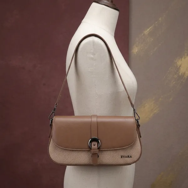 Brown_Textured_Leather_Baguette_Shoulder_Bag_for_Women