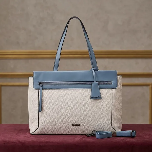 White_And_Blue_Textured_Handbag_for_Women