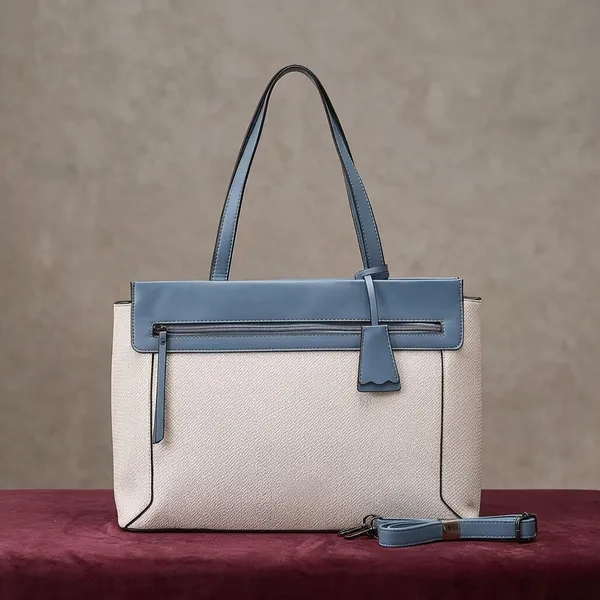 White_And_Blue_Textured_Handbag_for_Women
