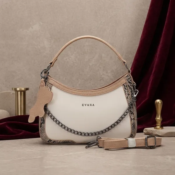 Cream_Snake_Print_Chain_Strap_Handbag_for_Women